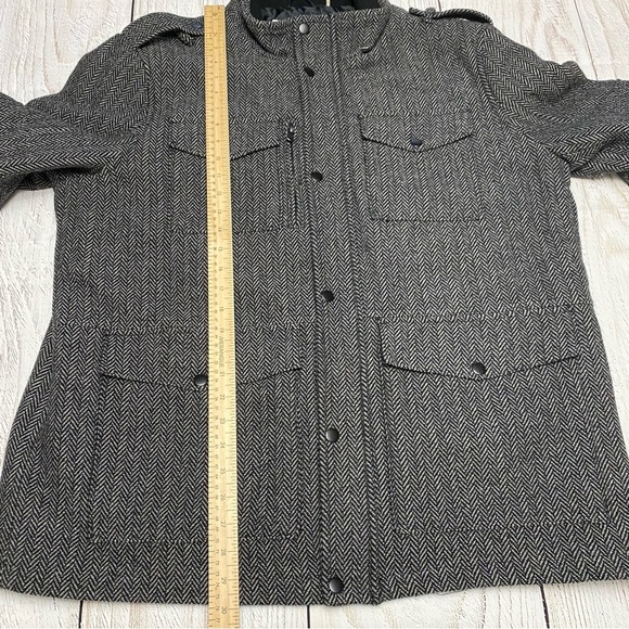 Kenneth Cole Men's Herringbone Field Jacket Coat Wool blend - Black and Gray XL - Picture 9 of 12